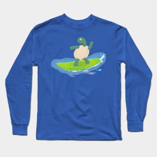 Funny tortoise wave surfing cartoon Long Sleeve T-Shirt